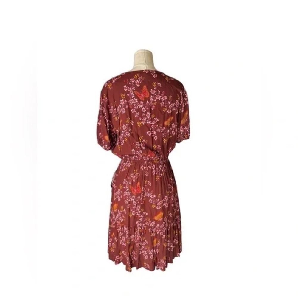 MADEWELL Ruffle Wrap Dress In Windowbox Floral & Butterfly Print Size 6 - Picture 4 of 7